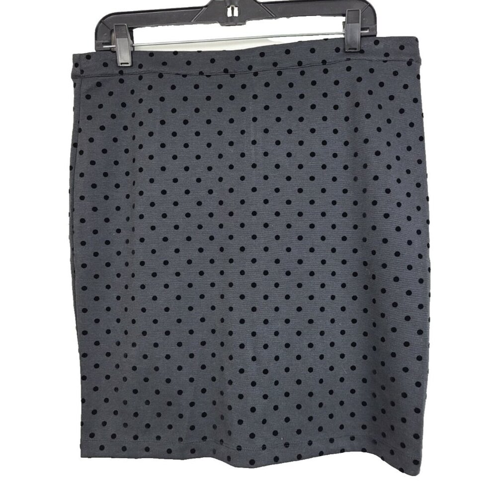 LOFT Womens Pencil Skirt‎ Size 12 Petite Gray Polka Dot Textured Ponte Carrier